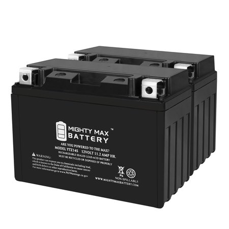 YTZ14S 12V 11.2AH Replacement Battery compatible with Hyosung MS3 125/250 - 2PK -  MIGHTY MAX BATTERY, MAX4021291